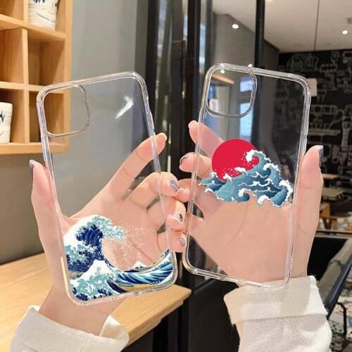 Waves Phone Case Transparent soft For iphone 5 5s 5c se 6 6s 7 8 11 12 plus mini x xs xr pro max