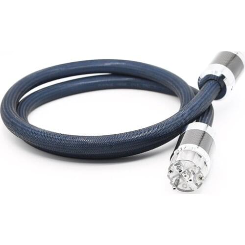 High quality Silver Plated OFC hifi power cable Carbon fiber Rhodium plated AC EU AU US power plug Power cord Power line CD