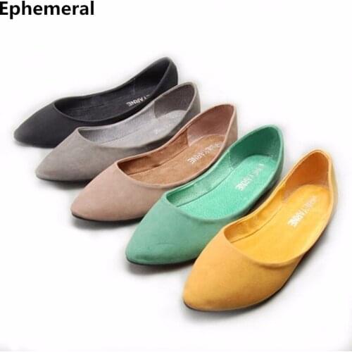 Lady Cheap Candy Color Western Larger Size(4-15)pointed Closed Toe Cover Heels Flattie Women Single Ballerina Shoes Summer Style