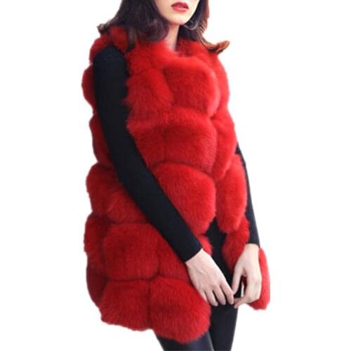 Lisa Colly High quality Women Faux Fur Vest coat Luxury Fox Fur Coat Jackets Outwear Winter Warm Fur vest
