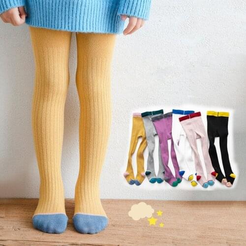 Girl Winter Tights 1 to 7 Years 2021 Combed Cotton Baby Colored Tights Children Soft Kids' White Pantyhose Sticky Baby Girl