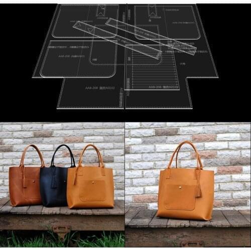1Set DIY Leather Handmade Craft women handbag Shoulder bag Sewing Pattern Acrylic Stencil Template 40*30*8cm