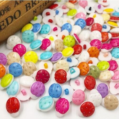 100 pcs Plastic Ladybug Buttons backhole sewing lots PT77