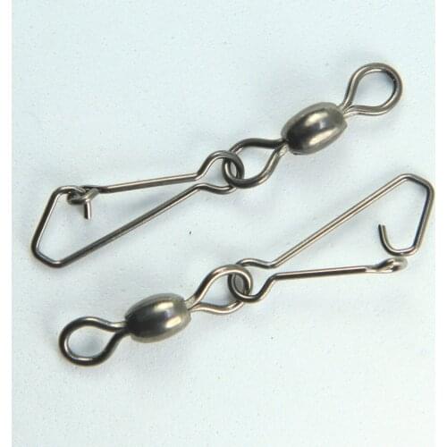 100pcs Crane swivel with hooked snap fishing equipment fishhooks fishing swivels bass fishing tackle