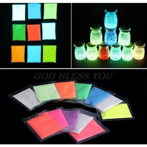 12 Colors Fashion Super Bright Glow in the Dark Powder Glow Luminous Pigment Fluorescent Powder Brightly Colored Powder 10g/bag