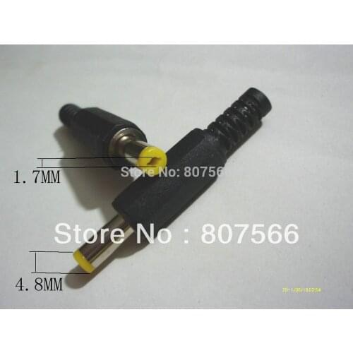 200 pcs 4.8X1.7mm DC Power cable Male Plug Connector Adapter Plastic New