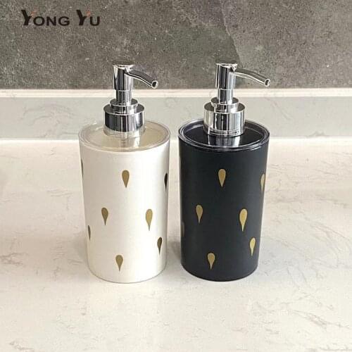 330ML Plastic Liquid Soap Dispenser Golden Printing Lotion Storage Bottle Emulsion Pump Bottle Bathroom Accessories