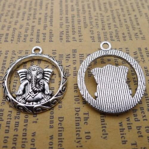 Newest 5Pcs 25*28mm Antique Silver Color Elephant Tibetan Charms Lucky Necklace Pendant Accessory Charms For Jewelry Making