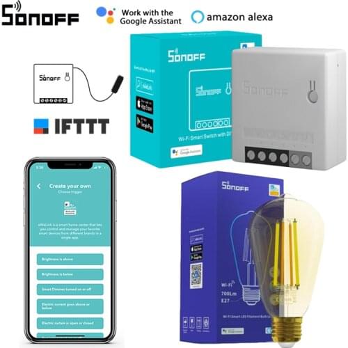 5 pcs SONOFF mini r2 wifi switch module Dual-control switch B02-B-A60 multicolor smart bulb RGB+CCT Led lamp compatible alexa