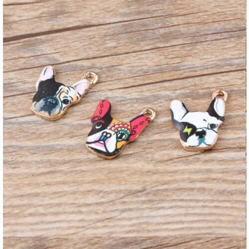 50pcs Cute Metal French Bulldog Charms 3 Models Assorted , French Bulldog pendant For DIY Jewelry Making