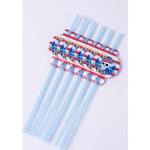 6pcs Pirate Theme Party Plastic Drinking Straws For Birthday Wedding Party Baby Shower Party Disposable Tableware Supplies
