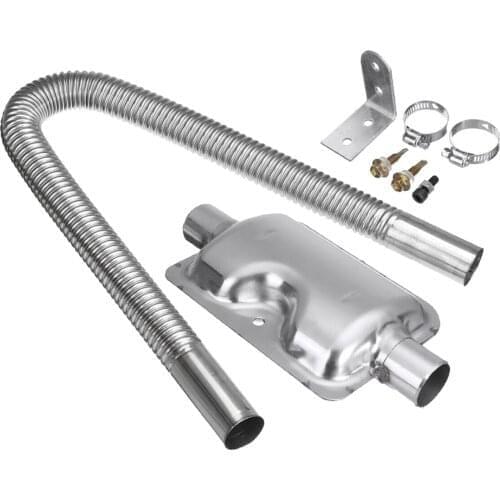Stainless Steel 24" Length Car Exhaust Pipe Silencer Muffler Kit Clamps Bracket Screws for Ebespacher