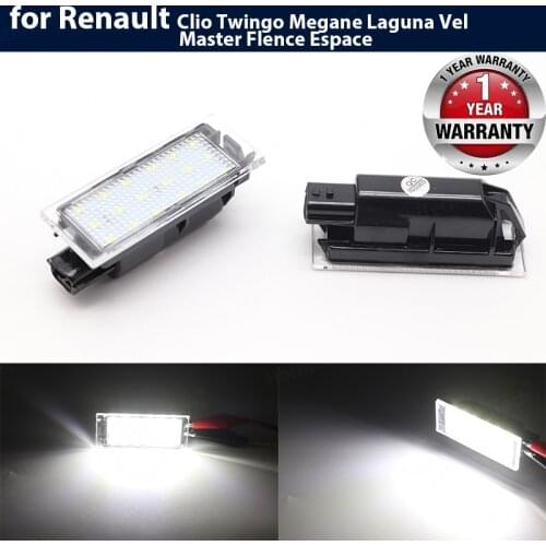 For Renault Megane 2 Clio Laguna 2 Megane 3 Twingo Master Velsatis Car LED License Plate Light SMD 3528