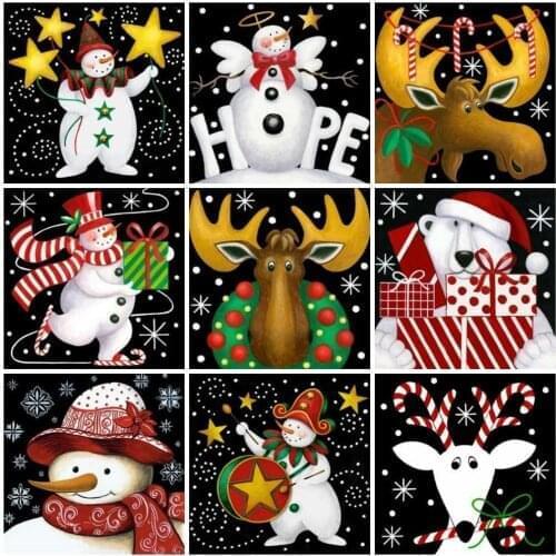 AZQSD Diamond Painting Cross Stitch Cartoon For Christmas Gift Diamond Embroidery DIY Diamond Mosaic Winter Art Decoration