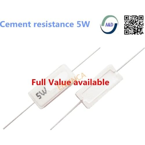 10pcs Cement resistance 5W 0.3R 5.6 6 6.8 8 22 24 25 27 33 39 47 51 ohm 5.6R 6R 6.8R 8R 22R 24R 25R 27R 33R 39R 47R 51R 5% 5w