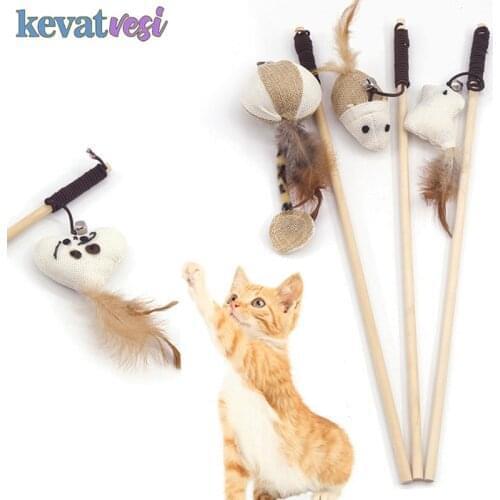 Cat Toys Cat Interactive Toy Stick Feather Wand With Bell Mouse Toys Funny Cat Stick Training Pet Supplies Cat Accessory