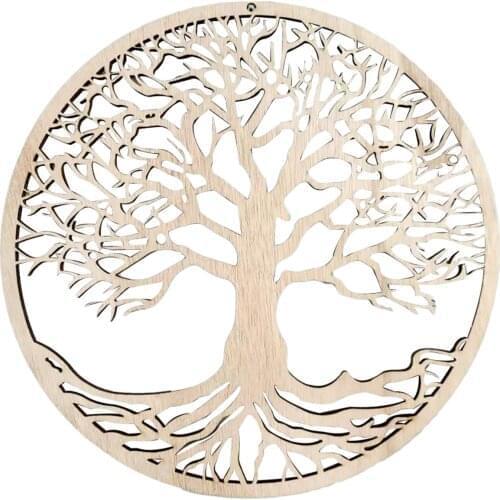 Wooden Ornament Round Tree Of Life Shape Wall Hanging Decorations Artwork Home Craft Meditation Ornament