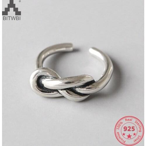 100% S925 Sterling Silver Knot Ring Everyday Jewelry Infinity Adjustable Ring