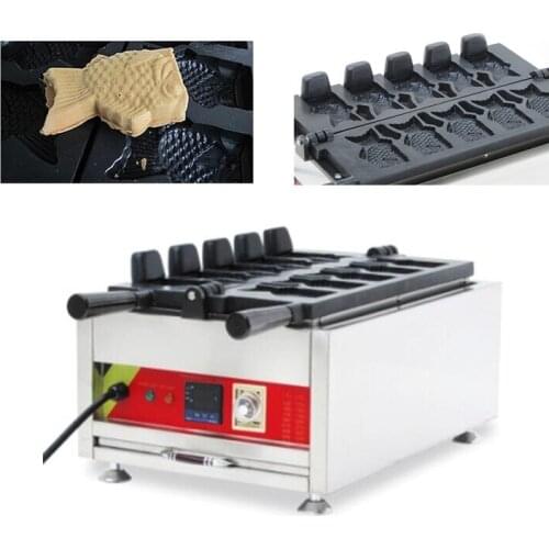 Commercial Digital Electric open mouth fish shape Waffle cone maker Fish waffle maker ice cream taiyaki maker pan machine