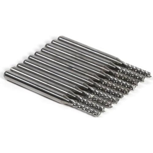10pcs 2mm Cemented Carbide End Mill Engraving Tool Bits Rotary Burrs Carving Drill CNC PCB Cutter Cutting Tools Flute End Mills