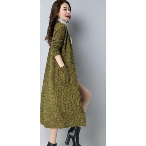 Korean Womens Cardigan Long Sleeve Knitted Sweater Loose Fit Solid Clothes 2020 Autumn Women Fashion Long Coat Camisolas Mulher