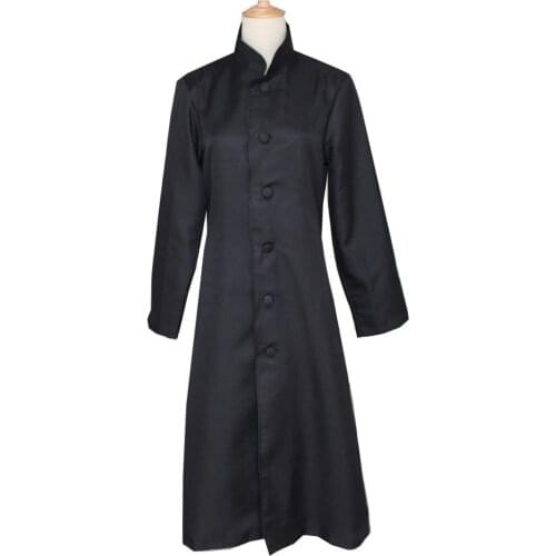 2019 The Matrix Neo Cosplay Costume Black Trench Coat Adult Halloween Carnival Party Costume Only Overcoat