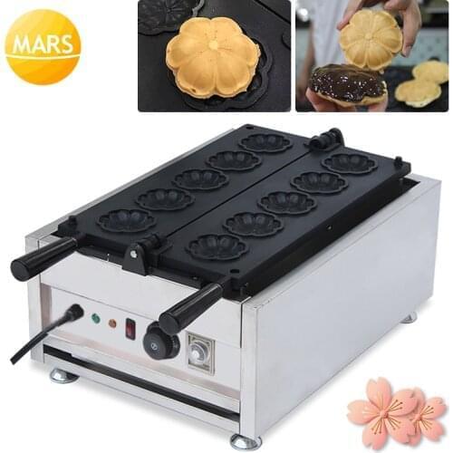 Mars Commercial Use 110V 220V 5pcs Flower Shape Automatic Electric Sakura Waffle Maker Machine Pan Baker Iron Grill
