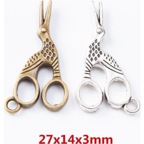 50 pieces of retro metal zinc alloy scissors pendant for DIY handmade jewelry necklace making 7064