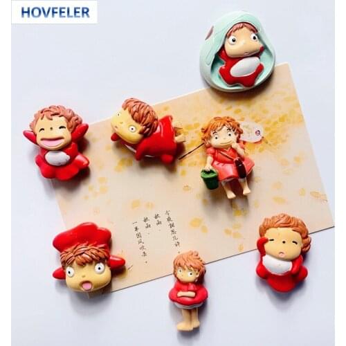 Cartoon Goldfish Ponyo Fridge Magnets Creative Refrigerator Message Magnetic Sticker Home Kitchen Decor Office Accessories