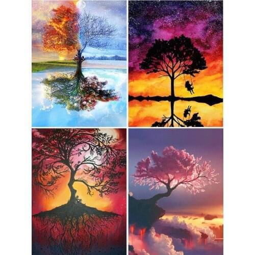 5D Diy Diamond Painting Landscape Tree Cross stitch Kit Full Drill Square Embroidery Mosaic Picture of Rhinestones Decor Gift