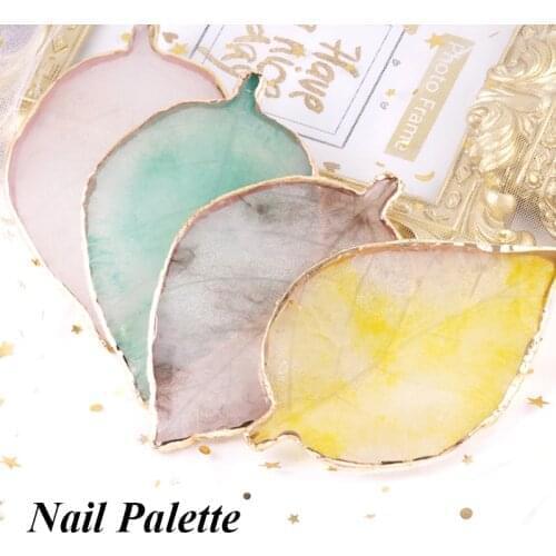 1 Pcs Resin False Nail Tips Drawing Palette Leaf Type Nail Art Display Pad Resin Stone Color Love Heart Manicure Polish Gel Tool