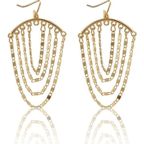 2020 New Fashion Bohemian Alloy Tassel Earrings Pendant Gold Color Long Earrings High Quality Jewelry Gift for Women