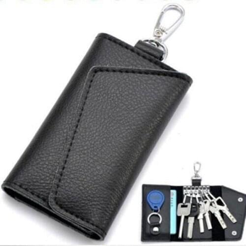New Key Holder Wallet Genuine Leather Unisex Solid Key Wallet Organizer Bag Car Housekeeper Wallet Card Holder TR883579