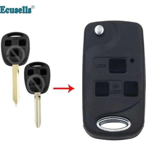 Upgraded Flip 3 buttons Remote Key Shell case cover fob for Toyota Corolla Yaris Avensis Camry Land Cruiser uncut TOY47 or TOY43