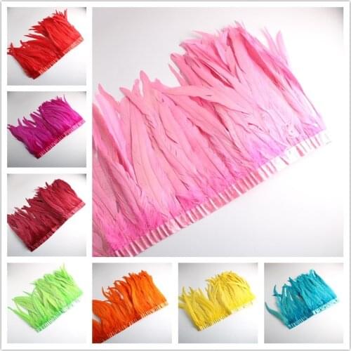 Wholesale 10Yard/lot Rooster Tail Feathers Trim for Carnival Costume Diy Sewing DIY Decoration Trims Plumas De Faisan
