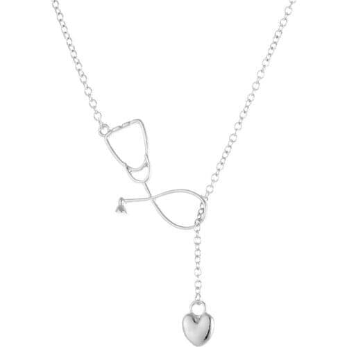 Hot style act the role of creative personality doctor love stethoscope pendant necklace nurse doctor necklace ecg friend gift