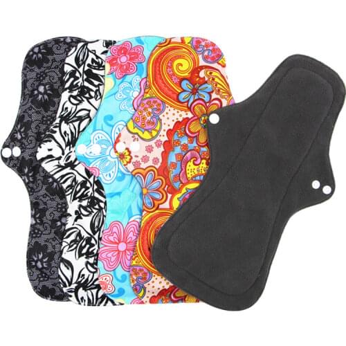 1pc 13" Flower Printed Night Use Washable Menstrual Pads for Heavy Flow Large Size Breathable Women Reusable Bamboo Cloth Pads