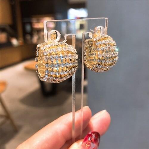 Luxury Full Rhinestone Surround Hoop Earrings Round Earrings Lovers Circle Ear Ring Women Crystal Small Earring Jewelry Gift