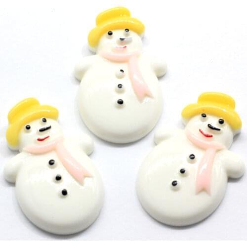 Christmas Snowman Flatback Resin Cabochon Kawaii Decoration Craft Embellishments For Scrapbooking DIY Accessories