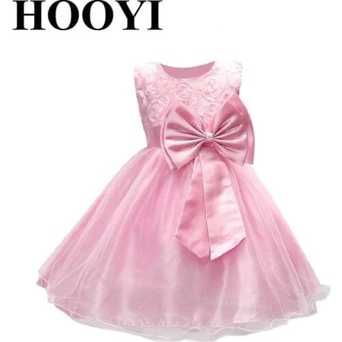 HOOYI Pink Baby Summer Ball Gown Girls Party Wedding Dress Cute Princess Evening Dresses Lace Childrens Robe