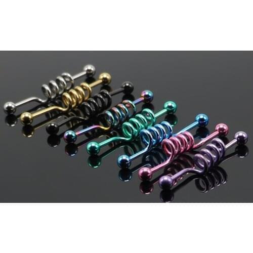 1PC Spring Stainless Steel Ear Industrial Piercing Women Cartilage Earrings Anti-allergic Fashion Body Jewelry