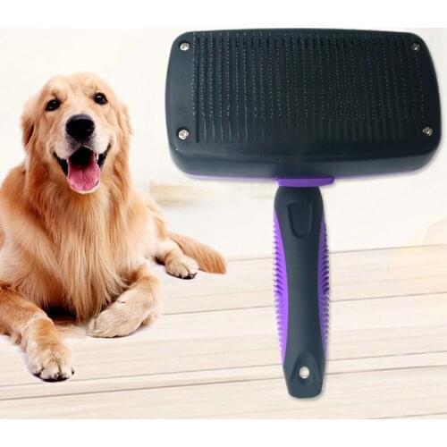 Pet Brush Dog Cleaning Brush Open Knots Pet Comb Dog Cat Pets Long Handle Self Cleaning Hair Removal Brush Comb Grooming Tool