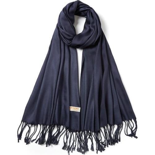 Silky Viscose Plain Solid Pashmina Scarf Shawl Stole Wrap For Women Men Good Gift With Tassel Shine Comfortable 210g 70X200cm