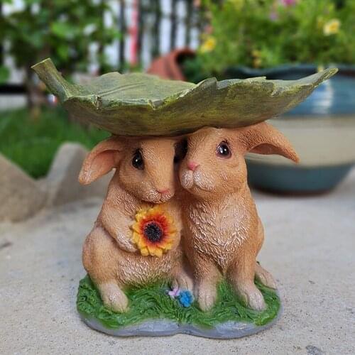 Fairy tale garden resin animal miniature figurines rabbit flower pots succulents planting storage basin garden decoration crafts