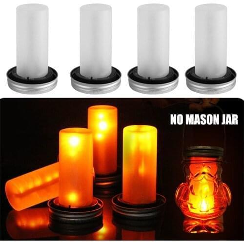 4PCS Solar Powered LED Electronic Candle Battery Wedding Decor Romantic Warm Light Garden Outdoor Solar Bottle Lamp (No Jar)