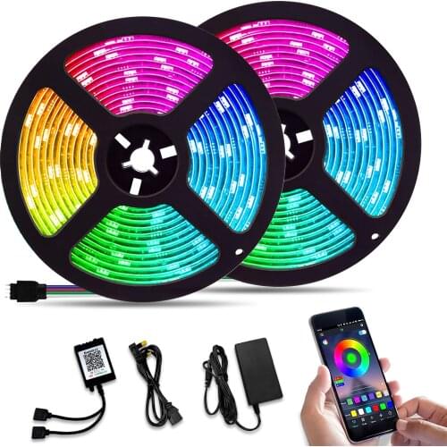 5050 RGB LED Strip Light Kit,10M/32.8ft 12V 300LEDs,Smart Phone APP Control Festival atmosphere lighting Music landscape lamp