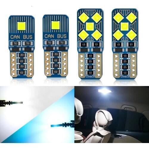 10Pcs T10 W5W Led Canbus WY5W Bulb No Error 194 168 501 2825 Car Interior Lights Wedge Tail Side Auto Lamp 12V 6000K White Blue