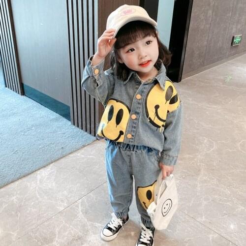 Girls Suits Sweatshirts +Pants 2021 Blue Kids Spring Autumn Teenagers Cotton Outfits Children Clothing Sets Jogging Suit