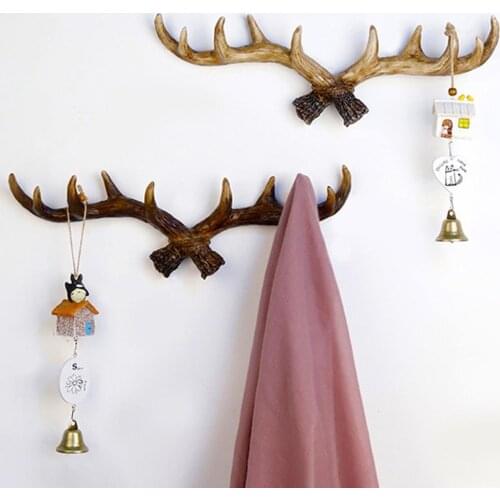 Vintage Wall Hooks Decorative Hooks Antlers Wall Mounted Hanging Hooks Keys Bag Coat Hanger Hooks Sundries Storage Rack Holder