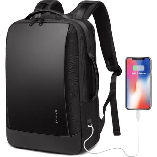 BANGE Waterproof Backpack with Charging 15.6 Inch Laptop Backpacks Men Business Anti-Theft Travel Mochila Black School Bag